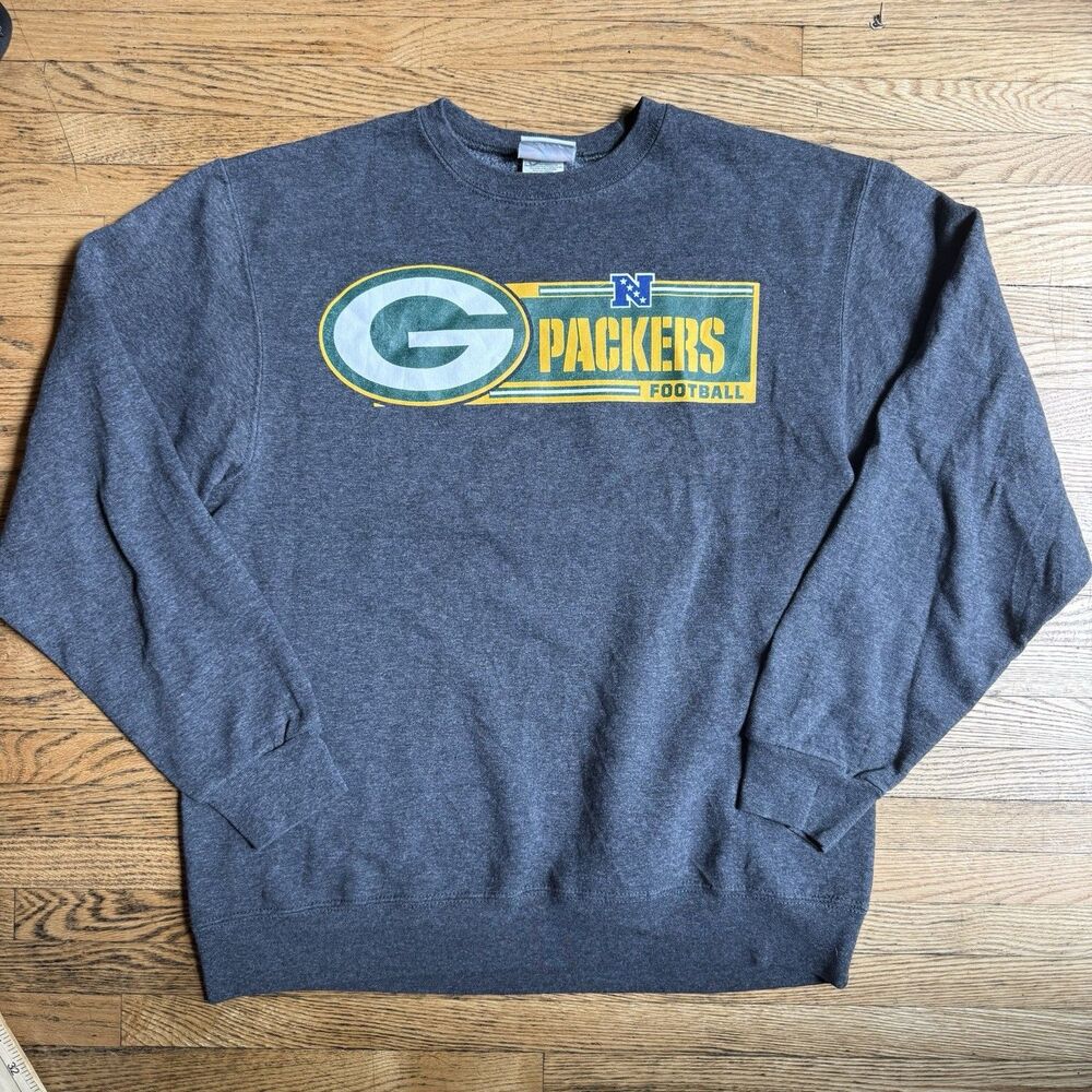NFL Team Apparel Green Bay Packers Football NFC Gray Crewneck Sweatshirt M READ